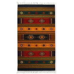 Mexican 'Tequila Sunrise' Zapotec Wool Rug (4' x 6')
