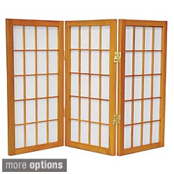 (>_<)  Wood/ Paper 2-foot 3-panel Miniature Windowpane Shoji Screen (China)