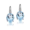 Glitzy Rocks Sterling Silver 6.4 CTW Blue Topaz and Diamond Accent Leverback Earrings