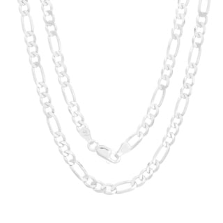 Sterling Essentials Italian Silver 4 mm Diamond-Cut Figaro Chain (18-30 Inch)