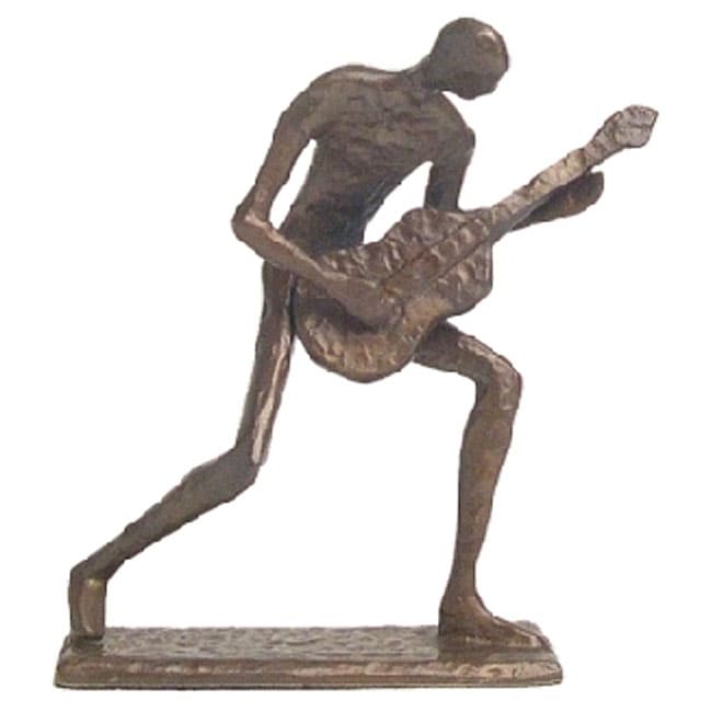 Cast Bronze Crouching Guitar Player Sculpture 11508475 Overstock