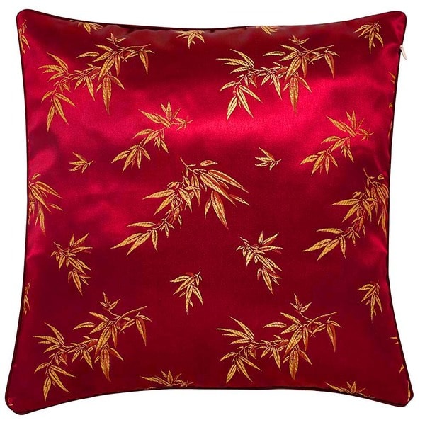 Chinese Bamboo Leaves Maroon Cushion Cover - Overstock Shopping - Great Deals on Throw Pillows
