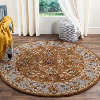 Handmade Heritage Shahi Brown/ Blue Wool Rug (6' Round)