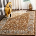 Handmade Heritage Shahi Brown/ Blue Wool Rug (7'6 x 9'6)