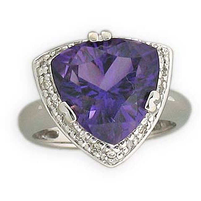 Michael Valitutti 14k Gold Peruvian Amethyst/ 1/6ct TDW Diamond Ring
