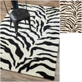 Handmade Alexa Zebra Animal Pattern Wool Rug (5' x 8')