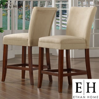 ETHAN HOME Parson Classic Cherry Peat Microfiber Counter-Height Chairs (Set of 2)
