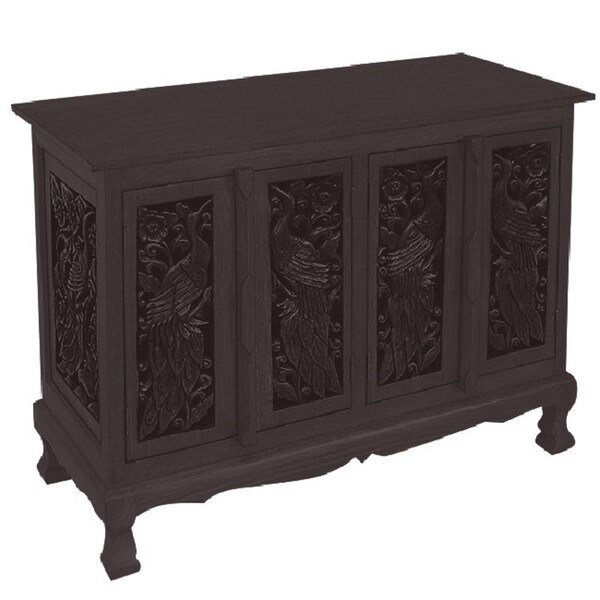 Handcarved Peacocks Storage Sideboard Buffet 11549363