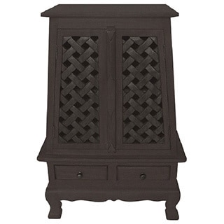 Carved Lattice Design Storage Cabinet/ End Table
