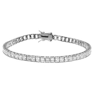 Simon Frank 14k White Gold Overlay CZ Princess Tennis Bracelet