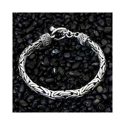 Sterling 'Silver Dragon' Men's Bracelet (Indonesia)