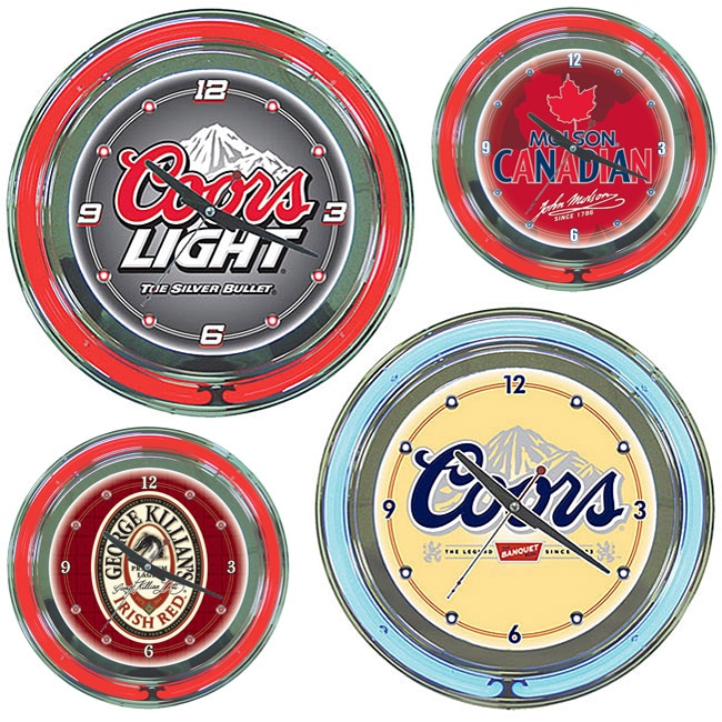 Licensed 14inch Neon Double Ring Beer Clock 11565925
