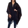 'Mocha Blossom' Alpaca Wool Reversible Ruana Cloak (Peru)