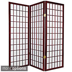 Find Shop Wood and Rice Paper 4-foot 3-panel Shoji Windowpane Screen (China)