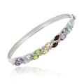 Glitzy Rocks Sterling Silver Mult-gemstone and Diamond Bracelet