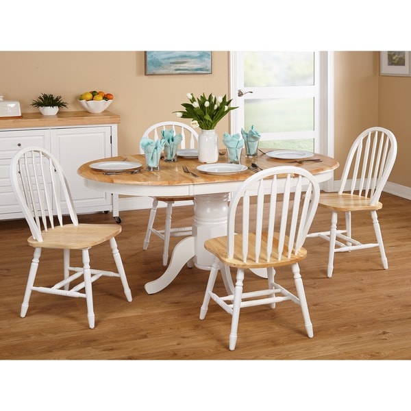 Simple Living Farmhouse 5 Or 7 Piece White Natural Dining Set 11572867 0886