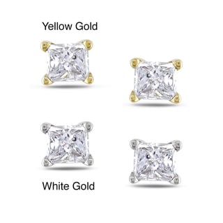 Miadora 14k Gold 1/10 to 1/2ct TDW Princess-cut Diamond Stud Earrings