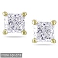 Miadora 14k Gold 3/4 to 2ct TDW Princess-cut Diamond Stud Earrings