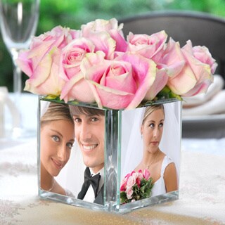 Square Glass Photo Vase