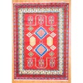 Indo Kazak Burgundy/ Ivory Wool-blend Rug (5'9 x 8)