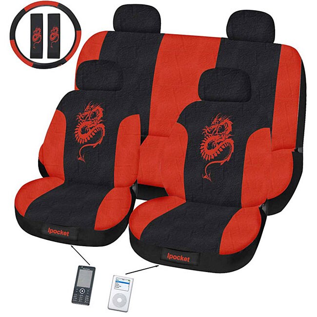 Dragon Red 11piece Universal Fit Seat Cover Set (Airbagfriendly