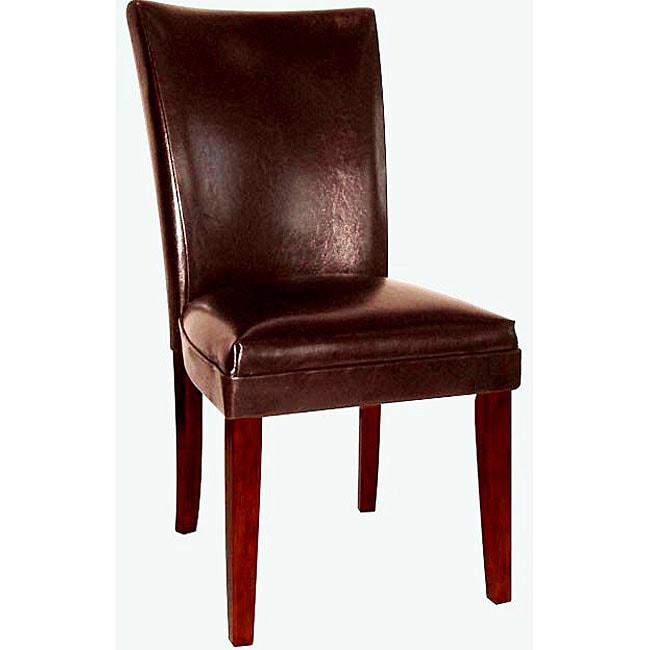 Empire Brown Bicast Leather Parson Chairs (Set of 2) - 11577870