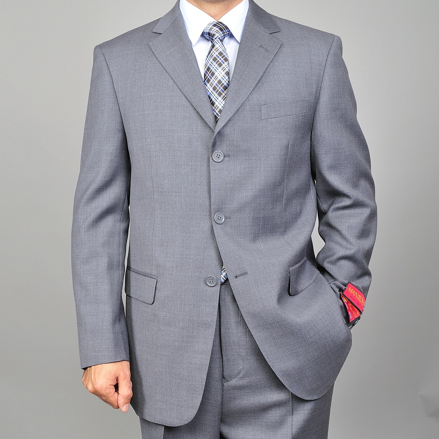 Men's 3button Grey Wool Suit Overstock Shopping Big Discounts on Suits