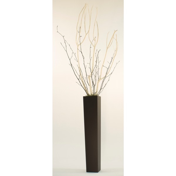 White Mitsumata with Black Branches in Black Vase