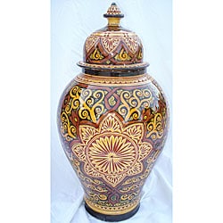La Mamounia 21-inch Engraved Ceramic Vase (Morocco)