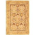Handmade Ancestral Tree Ivory/ Gold Wool Rug (2' x 3')