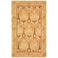 Handmade Ancestral Tree Ivory/ Gold Wool Rug (3' x 5')