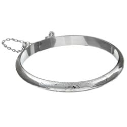 Sterling Essentials Sterling Silver 5.5-inch Floral Engraved Baby's Bangle
