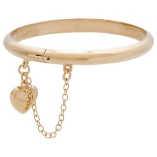 Sterling Essentials 14K Gold over Silver Polished Heart Charm Baby Bangle