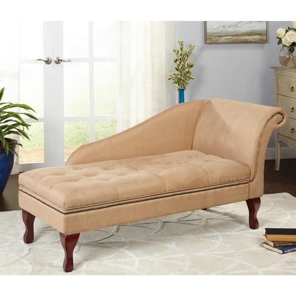 Simple Living Tan Chaise Lounge with Storage - 11608106 - Overstock.com