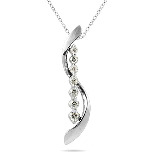 10k White Gold 14ct TDW Diamond Necklace