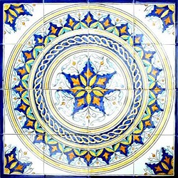 ( ._.) Hand-painted Mosaic Ceramic Tiles (Set of 16)