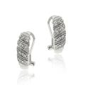 Sterling Silver Diamond Accent Leaf Design Earrings