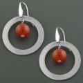 Stainless Steel Carnelian Orbit Dangle Earrings (Italy)