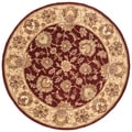 Handmade Heritage Kerman Red/ Gold Wool Rug (6' Round)