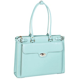 McKlein Women's Blue Winnetka Italian Leather Laptop Briefcase