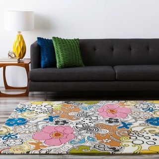 Hand-tufted Contemporary Multi Colored Floral Genesis Collection New Zealand Wool Rug (5' x 8')