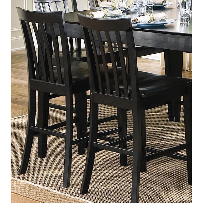 Black Wood Slat-back Counter Stools (Set of 2) - Overstock Shopping