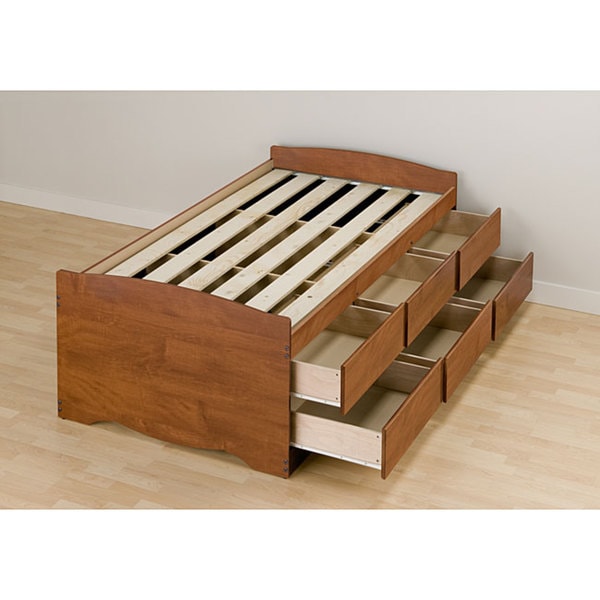 Cherry Tall Twin 6-drawer Captain's Platform Storage Bed - 11763261