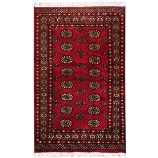 Hand-knotted Red/ Ivory Bokhara Wool Rug (3' x 5') (Pakistan)