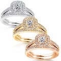 14k Gold 5/8ct TDW Princess Diamond Halo Bridal Ring Set