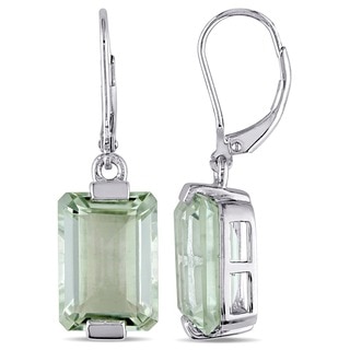 Miadora Sterling Silver Green Amethyst Leverback Earrings