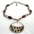 Brass and Wood Crescent Necklace (India)