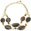 Brass Bone and Amber Glass Bead Necklace (India)
