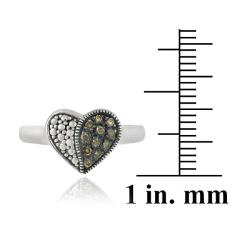 Sterling Silver 1/8ct TDW Champagne Diamond Heart Ring