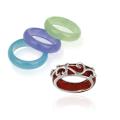 Glitzy Rocks Sterling Silver Rhodium-plated Multicolor Interchangeable Jade Ring
